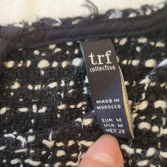 Zara trf Black and White Women's Tweed Top Size M - Picture 2 of 7